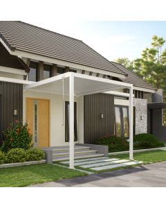 Pergola GERDA BIAŁA z montażem do ściany (2 słupki) 3 m szerokości (przy ścianie) i 4 m głębokości