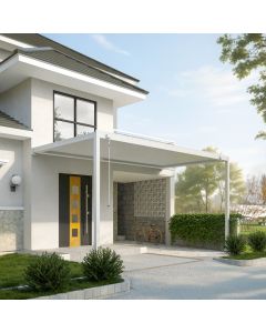 Pergola GERDA BIAŁA z montażem do ściany (2 słupki) 4 m szerokości (przy ścianie) i 3 m głębokości