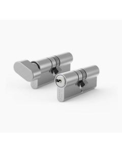 Zestaw wkładek z bezpiecznym sprzęgłem EVO 45/50 + G50/45  w systemie 1-go klucza, z pokrętłem po stronie 50mm, nikiel satyna