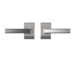 Szyld dzielony BERGEN z napinaczem, klamka - klamka, do drzwi o grubości max. 60 mm, anoda srebrna