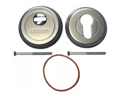 Szyld OSLO WZMOCNIONY do grubości drzwi 50 mm (WD, W) z ochroną wkładki, nikiel satyna