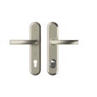 Szyld TD 200/90 wzór BLOK, klamka typu Alfa (cienka), szyld do drzwi o maksymalnej grubości 50mm, kolor anoda platyna