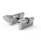 Zestaw dwóch wkładek GERDA EVO w systemie 1-go klucza, z zębatką i bezpiecznym sprzęgłem 45/55 + G55/45 nikiel satynowy