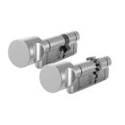 Zestaw dwóch wkładek PRO SYSTEM X  ZG55/45 + G55/45 w systemie 1-go klucza, pokrętła po stronie 55mm, nikiel satynowy