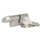 PRO SYSTEM 40/60 + G40/60 zestaw 2 wkładek, w systemie 1-go klucza, nikiel satyna, pokrętło po stronie 40mm, pudełko