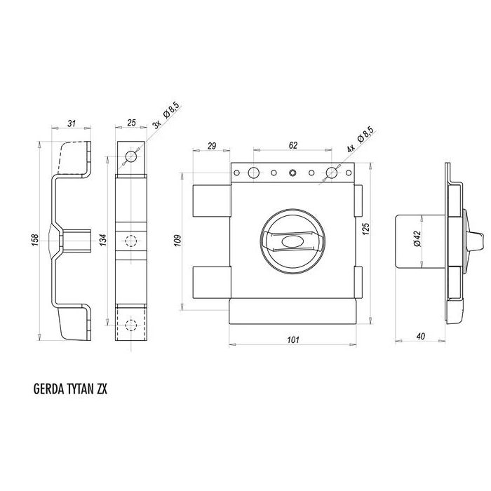 まぁ〜タン GERDA TYTAN ZX zamek lewy, bez blokady pokrętła, grafit