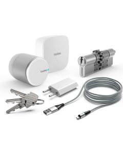 Zamek inteligentny- zestaw tedee PRO srebrny z bridgem i wkładką 30-61/37-68mm na zębatkę (typ D)