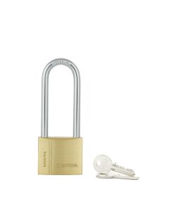 Kłódka pałąkowa GERDA BRASS LINE z wydłużonym pałąkiem S40 H66 mosiądz