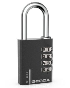 Kłódka ALU CODE  KAS S40  BLACK Kłódka pałąkowa aluminiowa szyfrowa, 4 dyski, czarny, blister