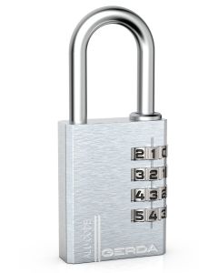 Kłódka ALU CODE  KAS S40  SILVER Kłódka pałąkowa aluminiowa szyfrowa, 4 dyski, srebrny, blister