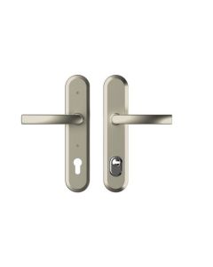 Szyld BLOK TD200/90 z napinaczem, klamka - klamka, do drzwi o grubości 69 mm z ochroną wkładki, anoda platyna