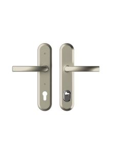 Szyld TD 200/90 wzór BLOK, klamka typu Alfa (cienka), szyld do drzwi o maksymalnej grubości 50mm, kolor anoda platyna