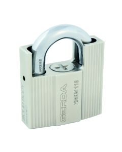 Kłódka pałąkowa certyfikowana GERDA ZIRCON z chronionym pałąkiem S116 nikiel satynowy