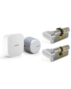 Zamek inteligentny- zestaw tedee GO2 srebrny z bridgem i wkładką EXXO (5 kluczy)