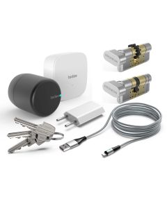 Zamek inteligentny- zestaw tedee PRO grafitowy z bridgem i wkładką EXXO (5 kluczy)