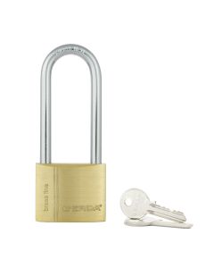 Kłódka pałąkowa GERDA BRASS LINE z wydłużonym pałąkiem S50 H80 mosiądz