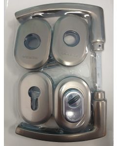 Komplet oszyldowania BLOK , klamka-klamka do drzwi o grubości max. 60mm, platyna