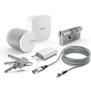 Zamek inteligentny- zestaw tedee PRO srebrny z bridgem i wkładką 30-61/30mm (typ A)