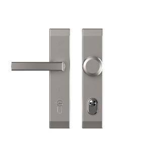 Szyld BERGEN TD200/90 z napinaczem, klamko - gałka, do drzwi o grubości max. 60 mm, anoda srebrna