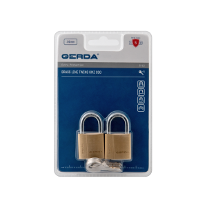 BRASS LINE KMZ S30 Zestaw 2 kłódek mosiężnych, w systemie jednego klucza