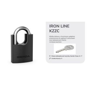 IRON LINE KZZC S70 Kłódka pałąkowa żeliwna z chronionym pałąkiem, czarny
