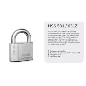 Konfigurator kłódki pałąkowej GERDA HSS w systemie 1-go klucza / na podany kod klucza