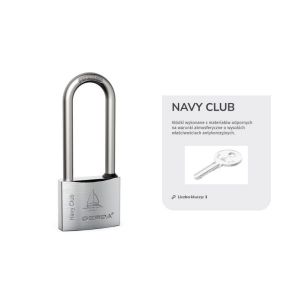 NAVY CLUB KCNP 50H80 Kłódka pałąkowa chromowana nierdzewna, z wydłużonym pałąkiem