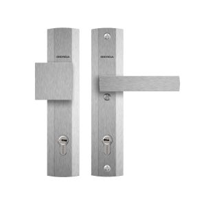 Szyld PRAGA/90 z napinaczem, klamko – gałka grubość 75 mm bez ochrony wkładki anoda srebrna