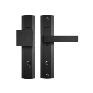 Szyld PRAGA/90 z napinaczem, klamko – gałka do drzwi o grubości 75 mm, bez ochrony wkładki, anoda czarna