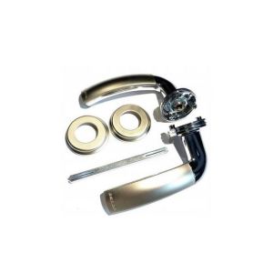 Szyld klamka-klamka TECHNO do drzwi: zewnętrznych lewych/wewnętrznych prawych, grubość 75 mm (S-PREM SX-10, SX20, GSX, S1P) niekiel satyna