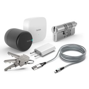 Zamek inteligentny- zestaw tedee PRO grafitowy z bridgem i wkładką 30-61/30mm (typ A)