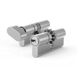 Zestaw dwóch wkładek  GERDA EVO - G35/50 gałka zabierak + 35/50 zębatka w systemie 1-go klucza - nikiel satyna