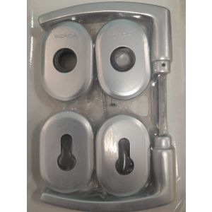 Komplet szyldów GERDA BLOK klamka-klamka z tarczami wkładki do drzwi o max. grubości 50mm - TT.Optima.50 anoda srebrna