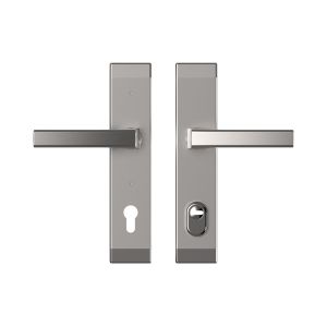 Szyld GERDA BERGEN TD200/90, klamka - klamka Alex grubość 60 mm z ochroną wkładki, anoda srebna