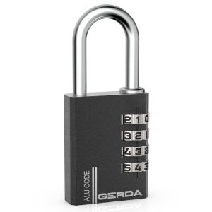 Kłódka ALU CODE  KAS S40  BLACK Kłódka pałąkowa aluminiowa szyfrowa, 4 dyski, czarny, blister