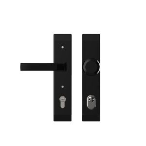 Szyld BERGEN TD200/90 z napinaczem, klamka - gałka, do drzwi o grubości max. 75 mm, anoda czarna