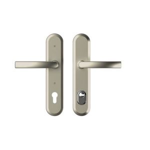 Szyld TD 200/90 wzór BLOK, klamka typu Alfa (cienka), szyld do drzwi o maksymalnej grubości 50mm, kolor anoda platyna