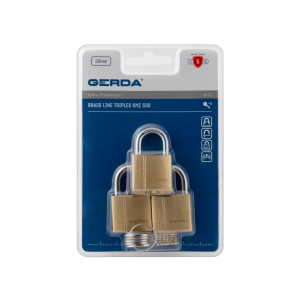 BRASS LINE KMZ S30 Zestaw 3 kłódek mosiężnych, w systemie jednego klucza