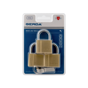 BRASS LINE KMZ S40 Zestaw 3 kłódek mosiężnych, w systemie jednego klucza