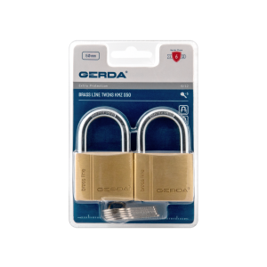 BRASS LINE KMZ S50 Zestaw 2 kłódek mosiężnych, w systemie jednego klucza
