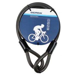 Zapięcie rowerowe POTECTOR1800/12T, długa pętla 180cm, linka uniwersalna, plecionka, czarny