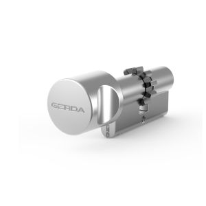 GERDA VELAR Pro ZG40/30 wkładka z zębatką i pokrętłem po stronie 40mm, 5 kluczy mosiężnych, nikiel satynowy, Tedee Ready