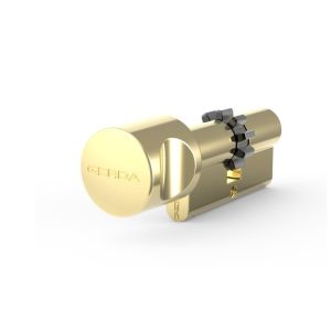 GERDA VELAR Pro ZG40/30 wkładka z zębatką i pokrętłem po stronie 40mm, 5 kluczy mosiężnych, mosiądz, Tedee Ready