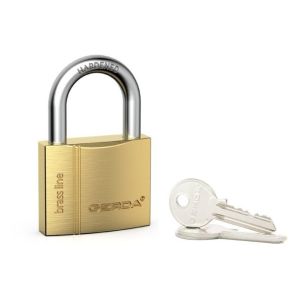 Kłódka mosiężna pałąkowa BRASS LINE S40 w systemie 1-go klucza, 10 kodów klucza do wyboru
