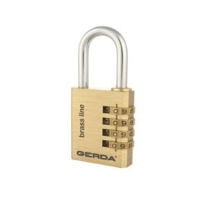 Kłódka pałąkowa szyfrowa GERDA BRASS LINE S30 mosiądz