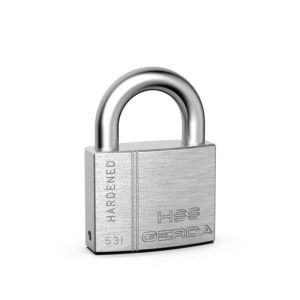 Kłódka pałąkowa GERDA HSS 531 w systemie 1-go klucza, nikiel satynowy 