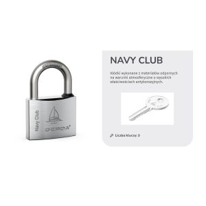 NAVY CLUB KCNP 60 Kłódka pałąkowa chromowana nierdzewna, chrom błyszczący