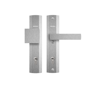 Szyld PRAGA/90 z napinaczem, klamko – gałka grubość 75 mm bez ochrony wkładki anoda srebrna