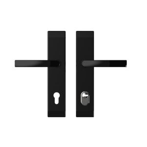 Szyld BERGEN TD200/90 z napinaczem, klamka - klamka, do drzwi o grubości max. 75 mm, anoda czarna