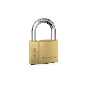 BRASS PLUS  KMKN S40 Kłódka pałąkowa mosiężna, klucz symetryczny nawiercany, blister